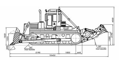 габаритные размеры бульдозера ДЭТ-320-02Б2Л