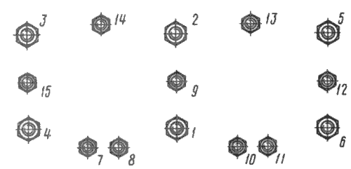 Схема затяжки гаек крепления головки цилиндров дизеля Д-160