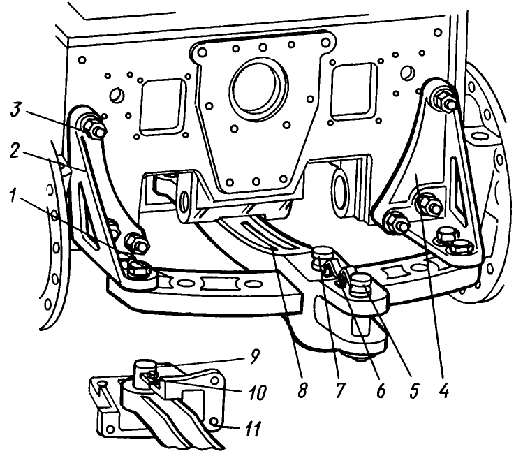 Рис. 114. Маятниковое прицепное устройство Рис. 114. Маятниковое прицепное устройство Т-130М