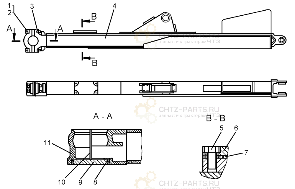 Брус правый Б1 ДЭТ-250М2Б Брус правый Б1 ДЭТ-250М2Б
